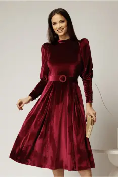 Rochie DY Fashion bordo din catifea imagine