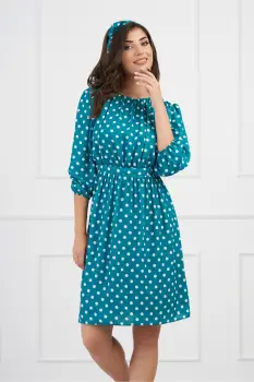 Rochie DY Fashion clos verde cu buline albe imagine