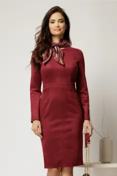 Rochie DY Fashion conica bordo din piele intoarsa imagine