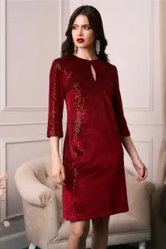 Rochie DY Fashion eleganta din catifea cu paiete bordo imagine