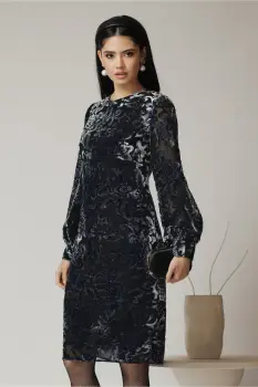 Rochie DY Fashion eleganta din tull neagra cu insertii din catifea gri imagine