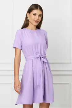 Rochie Dy Fashion lila cu cordon in talie imagine