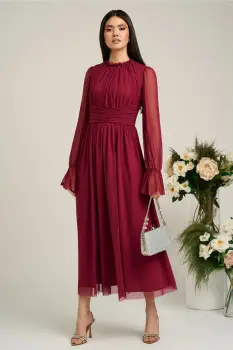 Rochie Dy Fashion magenta de ocazie din tull fin imagine