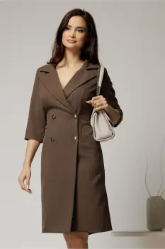 Rochie DY Fashion maro tip sacou si croi drept imagine