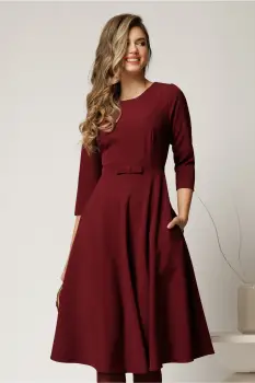 Rochie DY Fashion midi office bordo din stofa imagine
