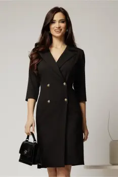 Rochie DY Fashion neagra tip sacou si croi drept imagine