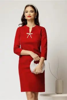 Rochie DY Fashion scurta bordo din catifea fixa cu funda perla imagine