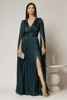 Rochie DY Fashion turcoaz de ocazie din voal peliculizat cu aplicatii pe umeri imagine