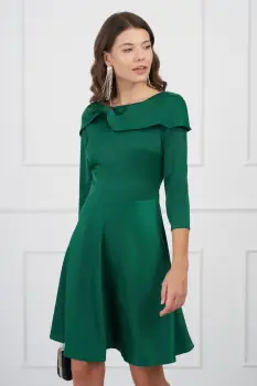 Rochie DY Fashion verde cu guler maxi tip funda imagine
