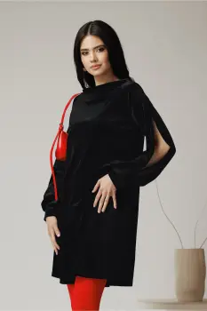 Rochie eleganta din catifea neagra simpla imagine