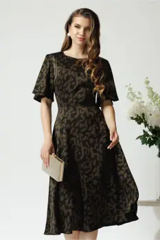 Rochie eleganta din satin neagra cu imprimeuri maro imagine