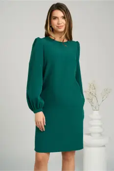 Rochie eleganta din stofa verde cu funda la spate imagine