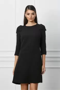 Rochie Ella Collection Anica neagra cu paiete si decupaje la umeri imagine