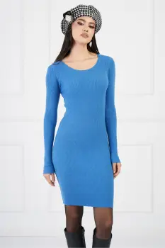 Rochie Gianina albastra scurta din tricot imagine