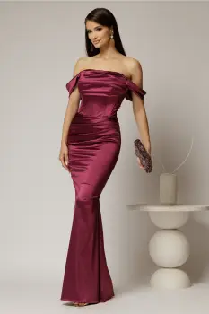Rochie lunga magenta de ocazie din lycra cu croi mulat imagine