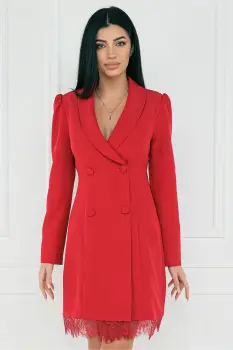 Rochie MBG eleganta din stofa fucsia tip sacou cu dantela la baza imagine