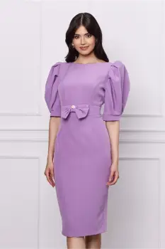 Rochie MBG lila cu funda in talie imagine