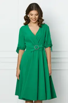 Rochie MBG verde clos cu catarama in talie imagine