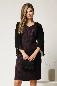 Rochie midi mov de ocazie cu fir lurex si floare imagine