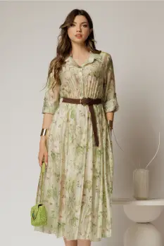 Rochie midi verde cu imprimeuri din tencel imagine
