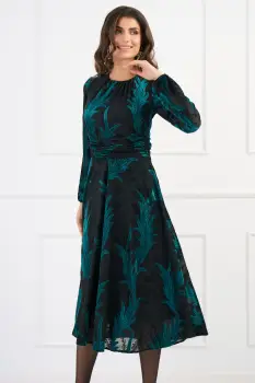 Rochie Moze eleganta cu insertii din catifea verzi imagine