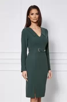 Rochie Moze verde cu catarama in talie imagine