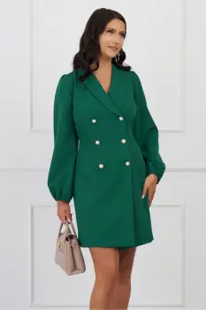 Rochie Moze verde tip sacou cu nasturi perlati imagine