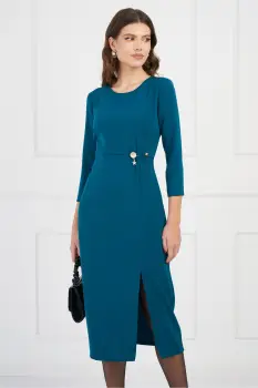 Rochie Ollie verde cu accesoriu in talie imagine