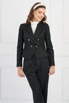 Sacou Betty scurt negru cu dungi imagine