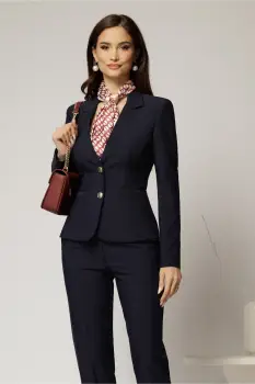 Sacou bleumarin cu nasturi perlati si buzunare decorative imagine