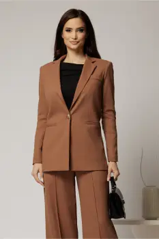 Sacou DY Fashion maro oversize cu detalii la spate imagine