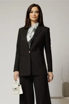 Sacou DY Fashion negru oversize cu detalii la spate imagine