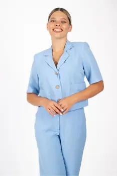 Sacou LaDonna bleu cu maneci scurte imagine