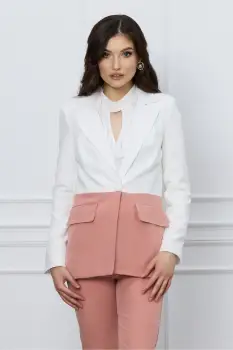 Sacou MBG alb cu peach imagine