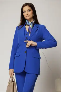 Sacou Melody albastru cu buzunare si inchidere cu nasturi imagine