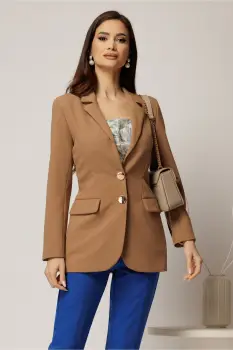 Sacou Melody bej cu buzunare si inchidere cu nasturi imagine