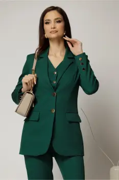 Sacou Melody verde cu buzunare si inchidere cu nasturi imagine