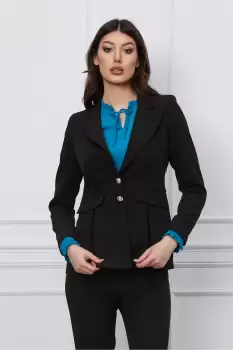 Sacou Moze negru cu pliuri in talie imagine