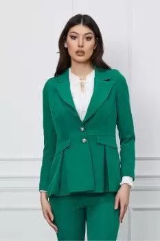 Sacou Moze verde cu pliuri in talie imagine