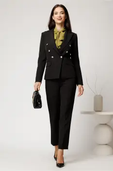 Sacou negru din stofa cu croi cambrat si nasturi imagine