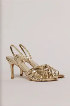 Sandale aurii cu barete impletite imagine