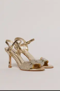 Sandale aurii cu funda stralucitoare imagine