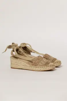 Sandale casual bej cu insertii kaki si talpa din iuta impletita imagine
