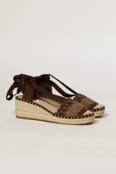 Sandale casual bej cu insertii maro si talpa din iuta impletita imagine