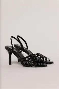 Sandale negre cu barete impletite imagine