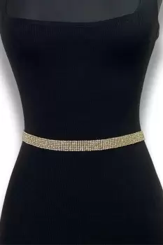 Curea metalica, lant, cu pietre, Sandy - Auriu imagine