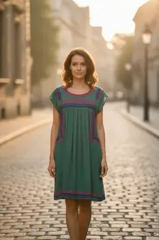 Bluza Rochie cu broderie verde imagine