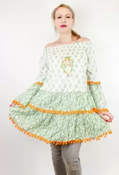 Bluza Rochie tunica brodata cu imprimeu si ciucuri 2 imagine