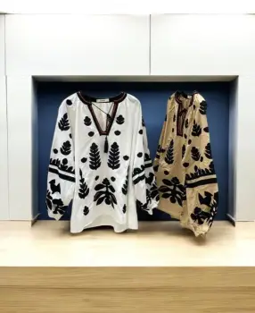 Bluza stilizata alba kaki Mallorca 3 imagine