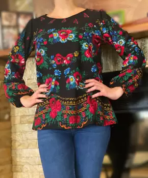 Bluza stilizata cu motive florale Sanziana 11 imagine